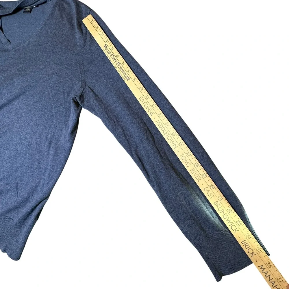 Banana Republic Mens Blue Silk Cotton Cashmere V-Neck Sweater Large Luxury Blend